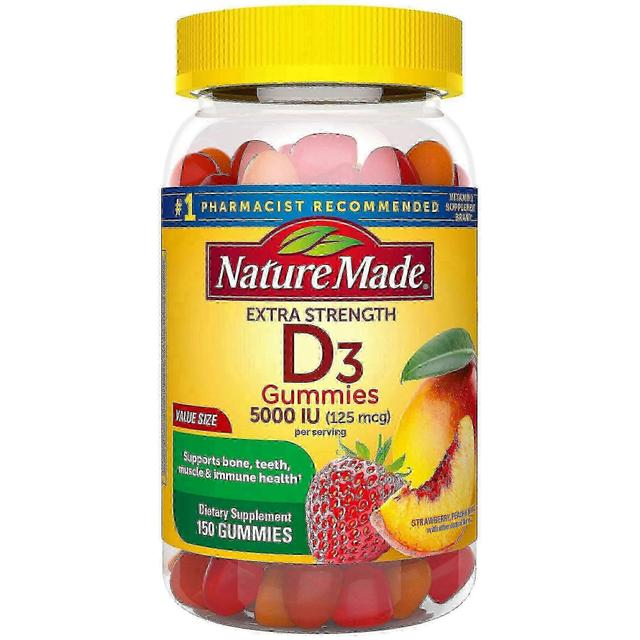 Nature made extra strength vitamina d3 5000 iu, 125 mcg, caramelle gommose, fragola, pesca e mango, 150 ea on Productcaster.