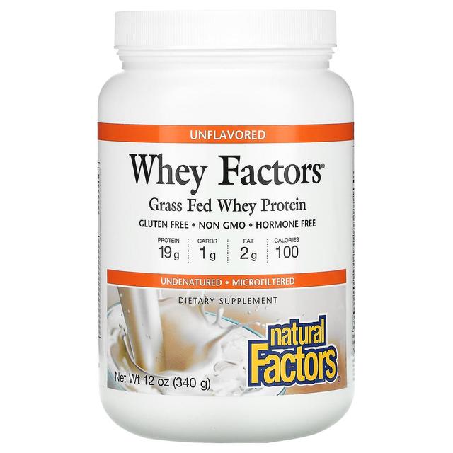 Natural Factors, Whey Factors, Grass Fed Whey Protein, Unflavored, 12 oz (340 g) on Productcaster.