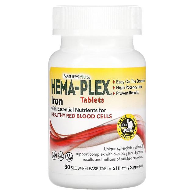 Nature's Plus NaturesPlus, Hema-Plex, Iron with Essential Nutrients for Healthy Red Blood Cells, 30 Slow Release T on Productcaster.