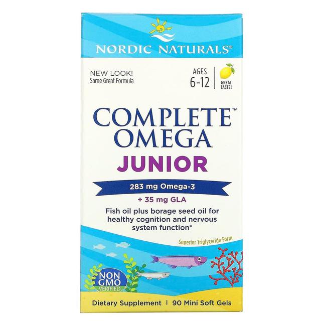 Nordic Naturals, Complete Omega Junior, Ages 6-12, Lemon, 283 mg, 90 Mini Soft Gels on Productcaster.