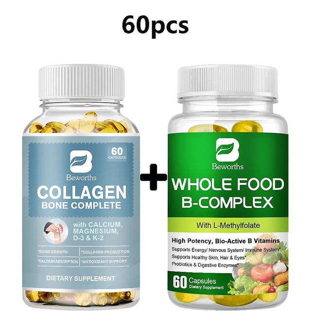 Eccpp Hot 2bottles Collagen Bone Complete Capsules Plus Vitamin B Complex Capsule B1 B2 B3 B5 B6 B7 B12 Daily Nutritional Supplement 60 pcs on Productcaster.