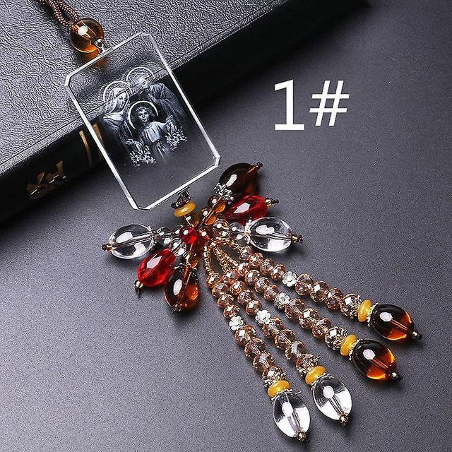 Religious Christian Ornament Accessories Jesus Crystal Hanging Pendant Cross Car Rear View Mirror Pendant 1 on Productcaster.