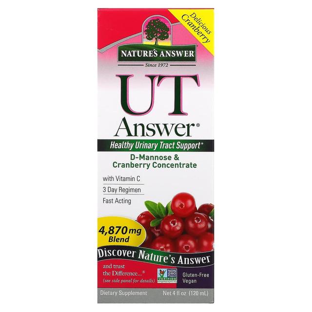 Nature's Answer, UT Answer, D-Mannose & Cranberry Concentrate, 4,870 mg, 4 fl oz (120 ml) on Productcaster.