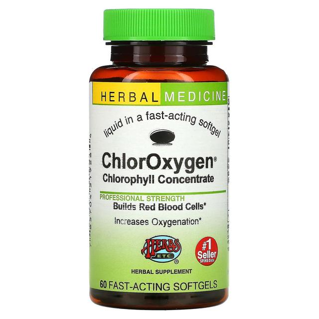 Herbs Etc. Herbs Etc., ChlorOxygen, Chlorophyll Concentrate, 60 Fast-Acting Softgels on Productcaster.