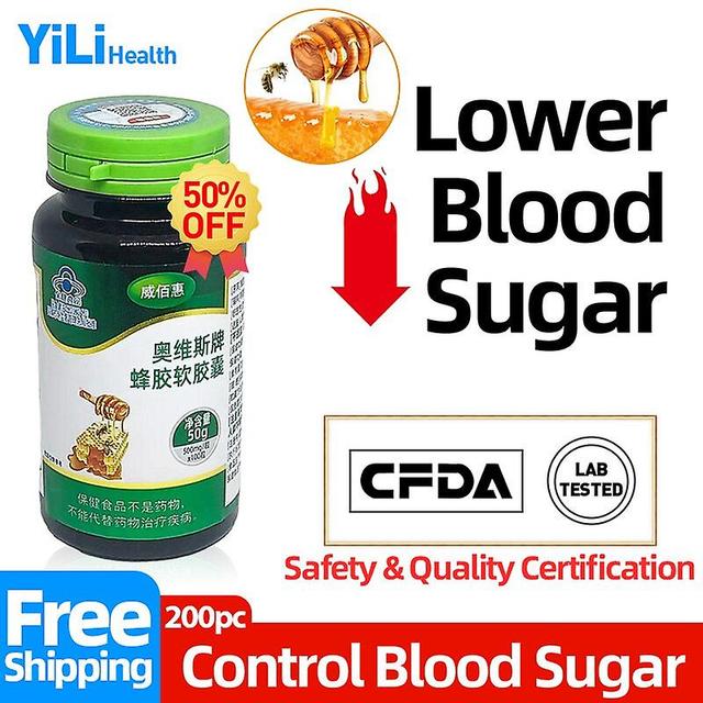 Coscelia Diabetes Treatment Diabetic Relief Medicine Propolis Capsules Control High Blood Sugar Supplement 100pc Cfda Approved Non-gmo 2bottle 200pc on Productcaster.