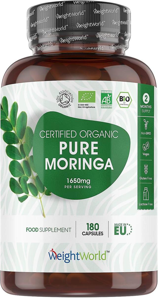 Organic Moringa 180 Capsules 1650mg for High Strength Metabolism Immune Support By WeightWorld on Productcaster.