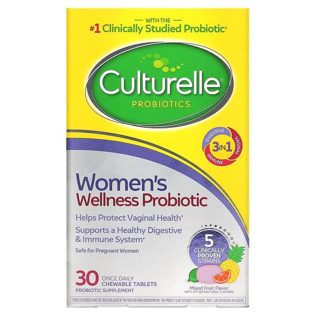 Culturelle, Probióticos, Probiótico de bem-estar das mulheres, Frutas mistas, 30 comprimidos mastigáveis on Productcaster.