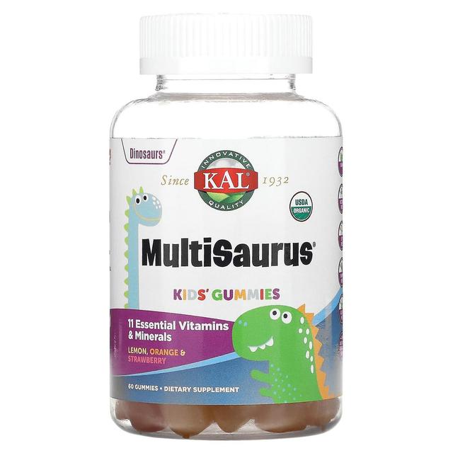 KAL, Kids Multisaurus Gummies, Lemon, Orange & Strawberry, 60 Gummies on Productcaster.