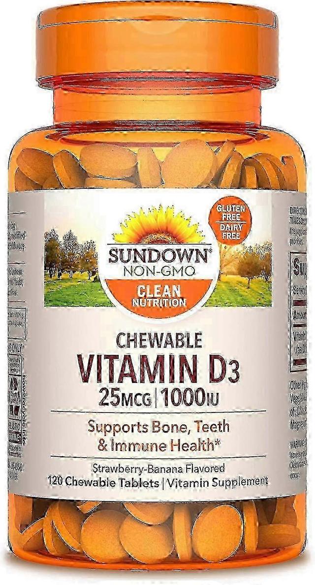 Sundown Naturals vitamín D3 1000 IU, tablety, jahoda-banán, 120 EA on Productcaster.