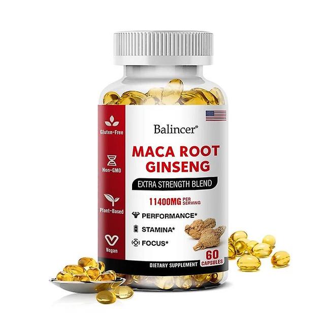 Visgaler Ginseng + Maca 11400mg, Enhance Mood, Desire, Physical Strength, Endurance, Male Kidney Energy Supplement 60count-1 bottle on Productcaster.