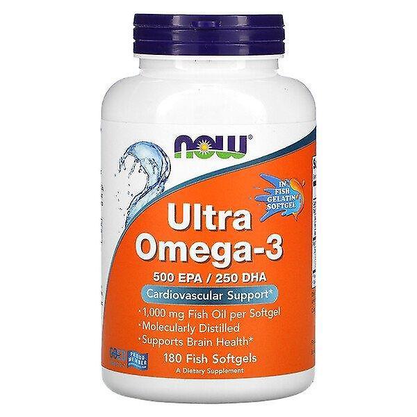 NOW Foods Agora Alimentos, Ultra Ômega-3, 500 EPA/250 DHA, 180 Softgels de Peixe on Productcaster.