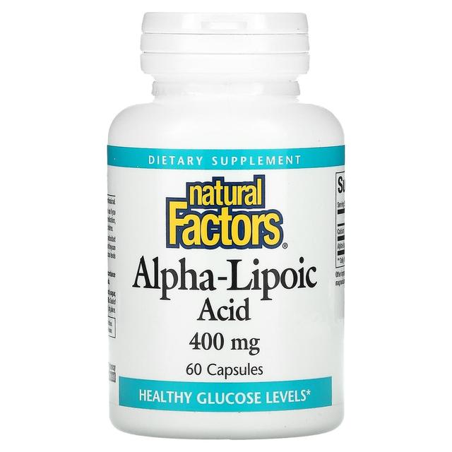 Natural Factors Luonnolliset tekijät, alfa-lipoiinihappo, 400 mg, 60 kapselia on Productcaster.