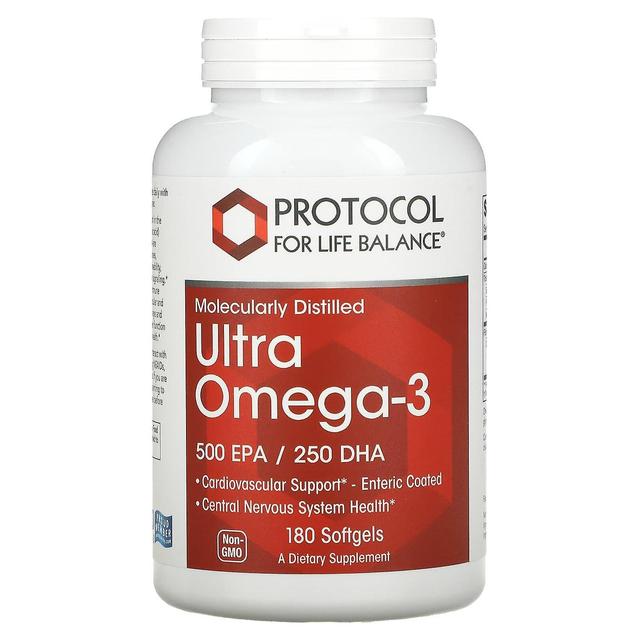 Protocol for Life Balance Elämän tasapainon protokolla, molekyylitislattu ultra omega-3, 500 EPA / 250 DHA, 180 pehmeää geeliä on Productcaster.