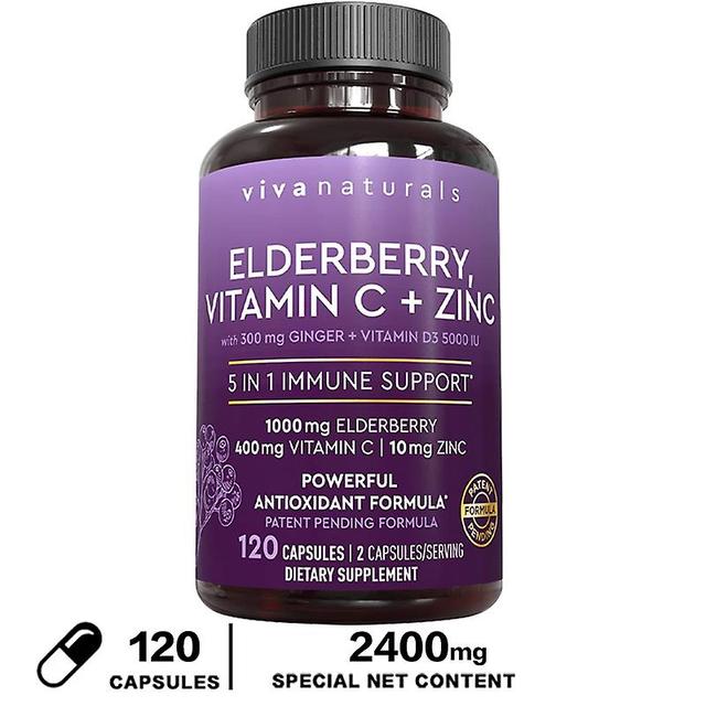 Vorallme Elderberry, Vitamin C, Zinc, & Ginger Immune Support Supplement, 2 Month Supply (120 Capsules) Daily Immune Support For Adults on Productcaster.