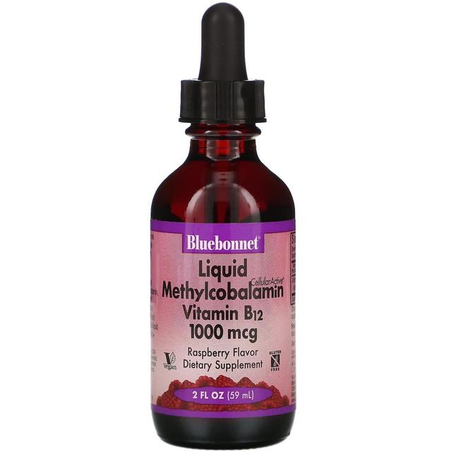 Bluebonnet Nutrition Bluebonnet-ravinto, nestemäinen selluaktiivinen metyylikobalamiini B12-vitamiini, vadelma-aromi, 1,000 mcg, on Productcaster.