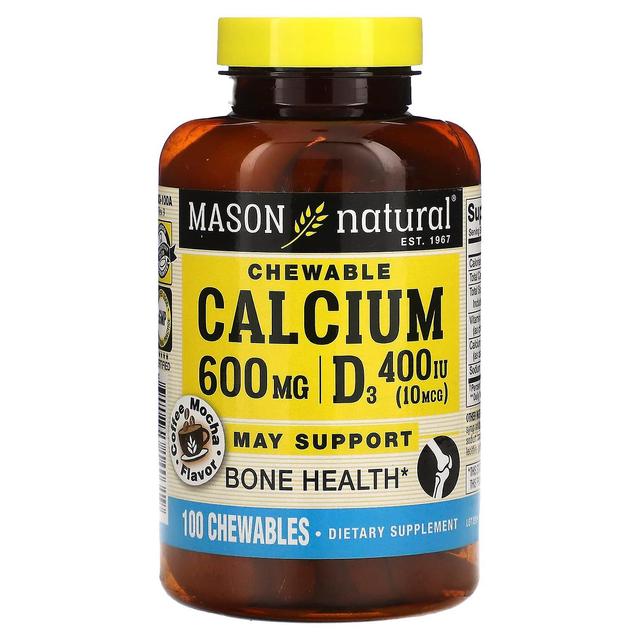 Mason Natural, Chewable Calcium + D3, Coffee Mocha , 600 mg, 100 Chewables on Productcaster.