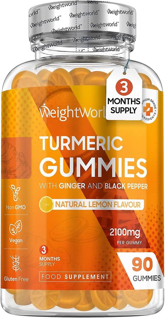 WeightWorld Gummies de Cúrcuma e Pimenta Preta com Gengibre 2100mg - 90 Gummies de Cúrcuma Sabor Limão Natural on Productcaster.