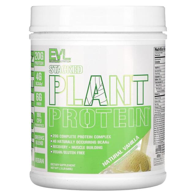 EVLution Nutrition, Proteína Vegetal Empilhada, Baunilha Natural, 1,5 lb (680 g) on Productcaster.