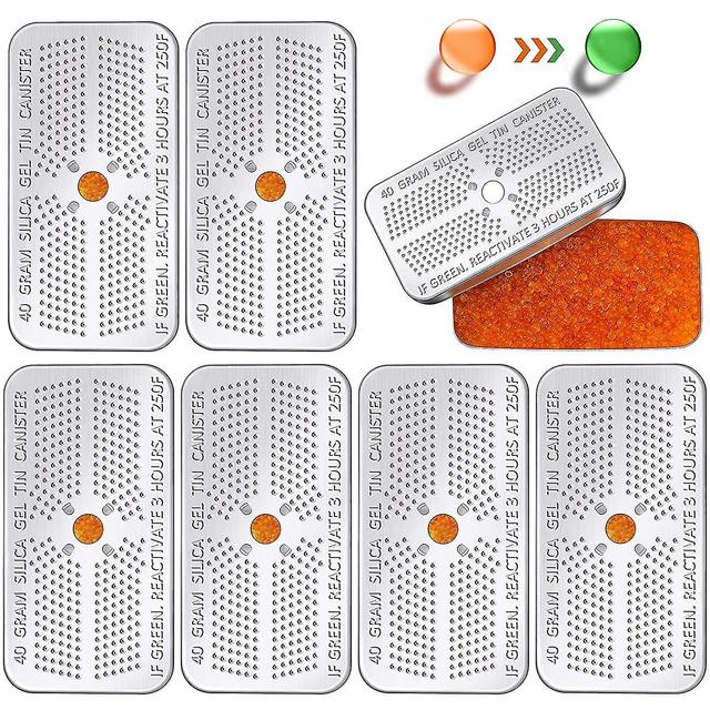 Orange Indicating Desiccant - 6 Pack 40 Gram Silica Gel Desiccant Canister For Car, Closet, Cabinet on Productcaster.