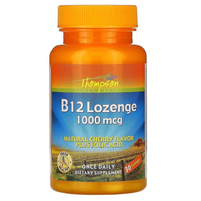 Thompson, B12 Lozenge, Natural Cherry Flavor, 1000 mcg, 30 Lozenges on Productcaster.