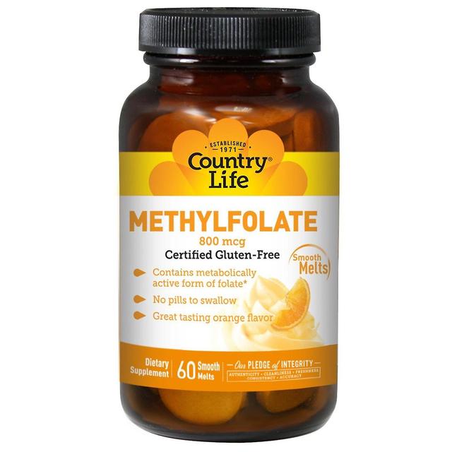 Country Life, Methylfolat, Orange, 800 mcg, 60 Glatte Schmelzen on Productcaster.