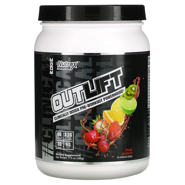 Nutrex Research, Outlift, Casa de Força Pré-Treino Clinicamente Dosada, Fruit Punch, 17,5 oz (496 g) on Productcaster.