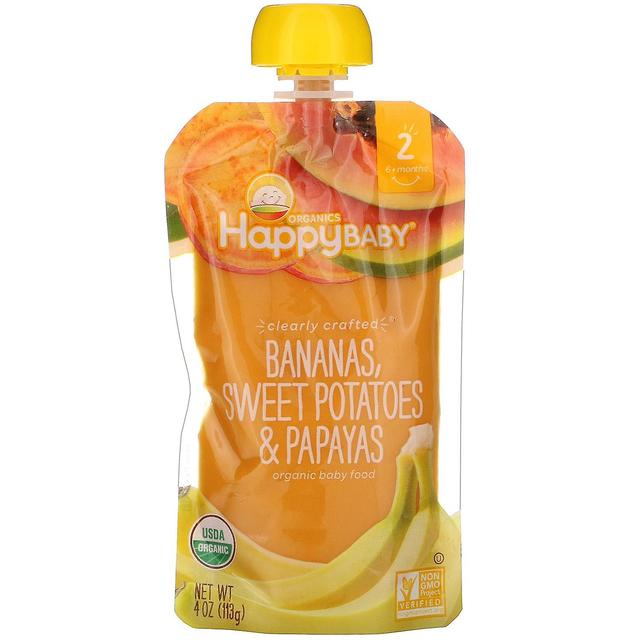 Happy Family Organics, Happy Baby, Organic Baby Food, 6+ Months, Bananas, Sweet Potatoes, & Papayas, on Productcaster.