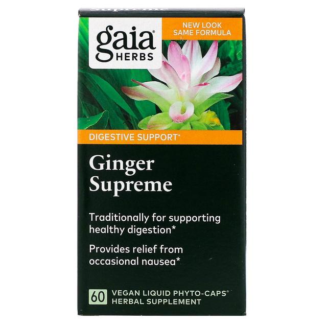 Gaia Herbs, Ginger Supreme, 60 Vegan Liquid Phyto-Caps on Productcaster.