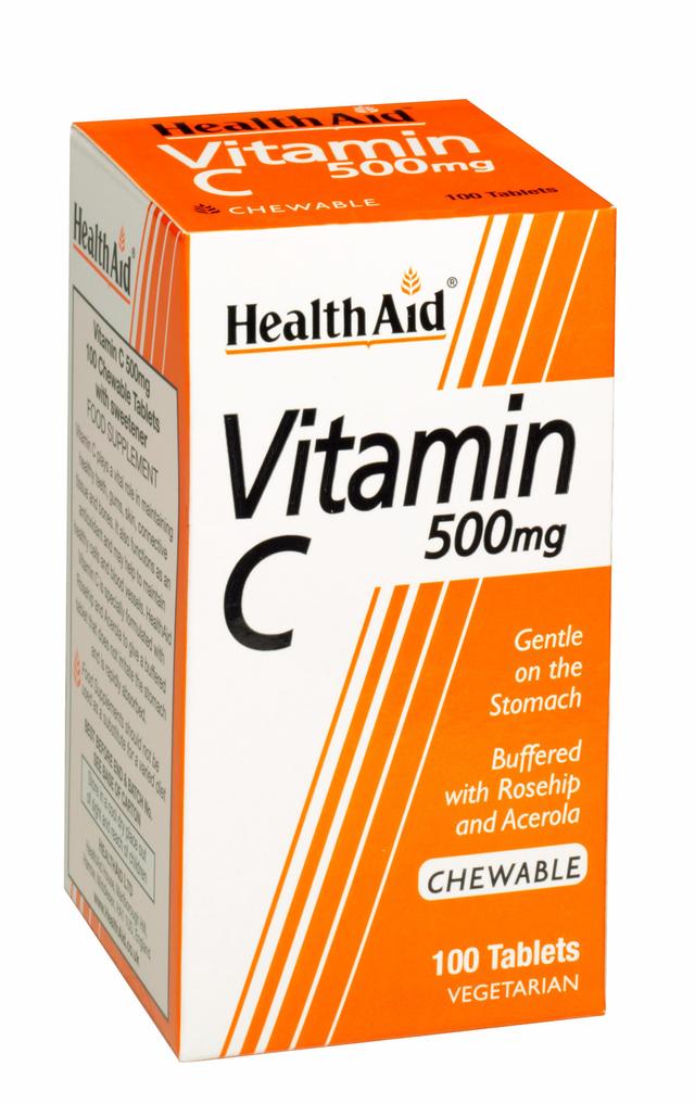 Health Aid Vitamin C 500mg - Chewable (Orange Flavour), 100 Tablets on Productcaster.