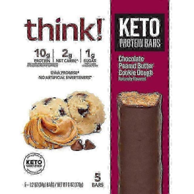 Think Thin Myslieť! keto proteínové tyčinky, čokoládové arašidové maslo cookie cesto, 5 ea on Productcaster.