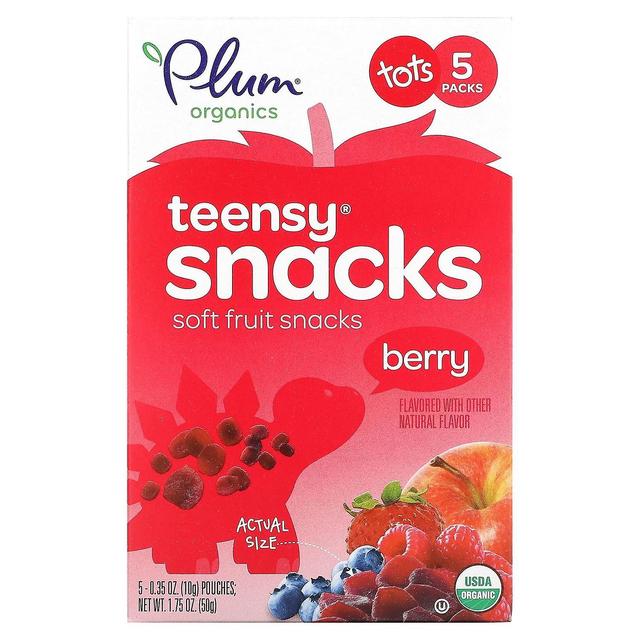 Plum Organics, Teensy Soft Fruit Snacks, Tots, Berry, 5 Packs, 0.35 oz (10 g) Each on Productcaster.