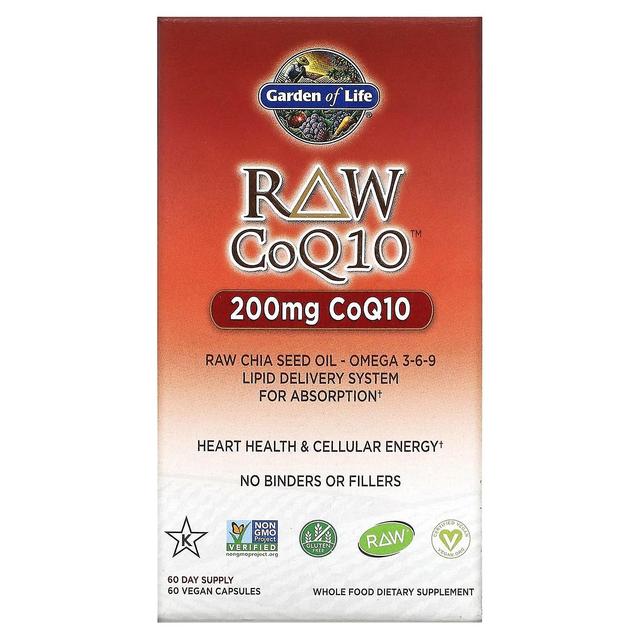 Garden of Life Elämän puutarha, RAW CoQ10, 200 mg, 60 vegaanista kapselia on Productcaster.