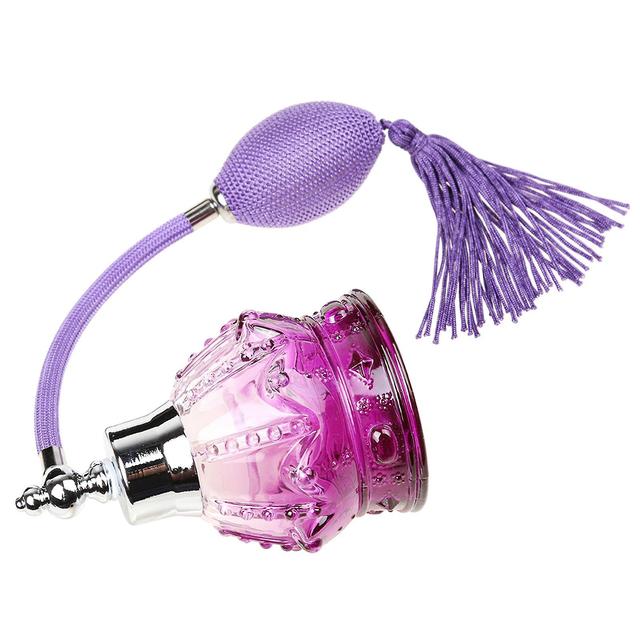 Vintage Crystal Perfume Bottle Long Bulb Tassel Spray Atomizer 100ml Purple on Productcaster.