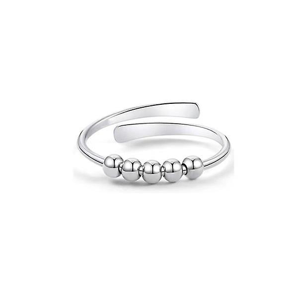 Dewenwils DWW-1PCS Argent Bague anti-stress rglable avec perles rotatives on Productcaster.