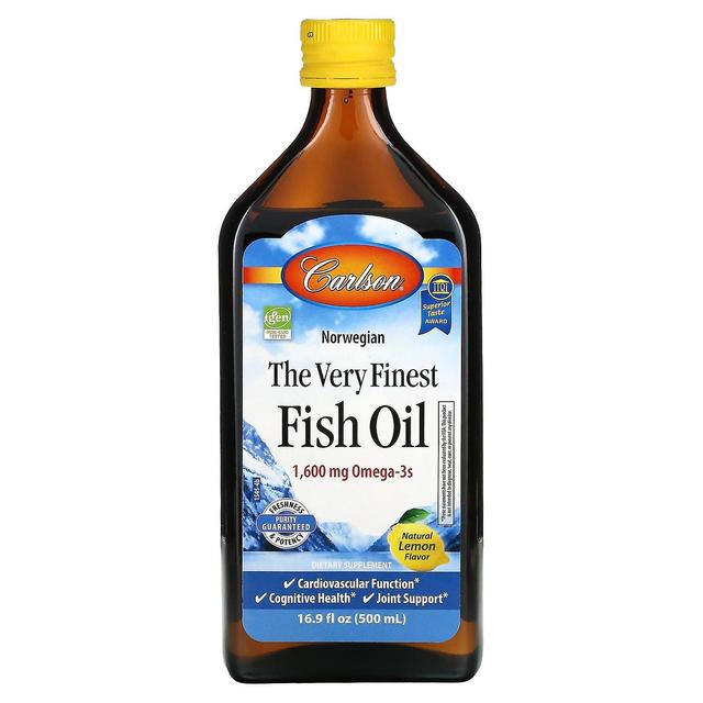 Carlson, norueguês, O melhor óleo de peixe, limão natural, 1.600 mg, 16,9 fl oz (500 ml) on Productcaster.