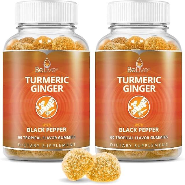 Kurkuma-Vitamin-Ergänzungsgummis mit Ingwer und schwarzem Pfeffer | Unterstützt Gelenkentzündungen und Entzündungsreaktionen | Wirkstoffe Curcumin Ext on Productcaster.