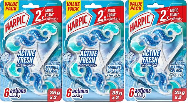 6x35g Harpic Active Fresh Toilet Cleaner Rim Block - Marine Splash (Exp 05/23) on Productcaster.