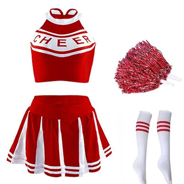 Aionyaaa Costume Classique De Pom-pom Girl Du Lyce, Uniforme De Sport Pour Tudiants, Cosplay Athltique, Robe Fantaisie De Fte De Carnaval Red Set XL on Productcaster.