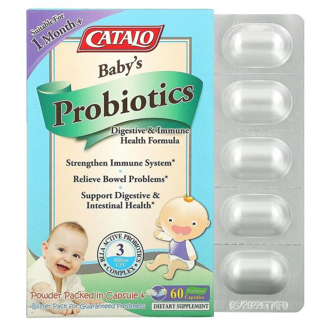 Catalo Naturals, probiotici del bambino, formula per la salute digestiva e immunitaria, 1 mese +, 3 miliardi CFU, 60 V on Productcaster.