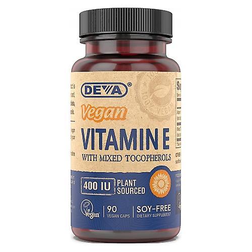 Deva Vegan Vitamins Vegan Natural Vitamin E, 400 IU, mixed tocopherols 90 vcaps (Pack of 4) on Productcaster.