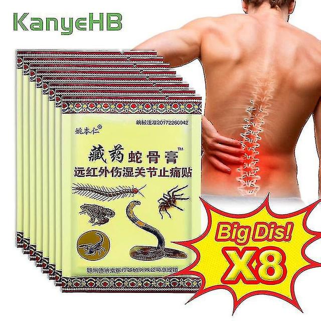 Chongchong Exquisita 64pcs = 8bags Extracto de aceite de serpiente medicinal a base de hierbas chinas Yeso Parche de alivio del dolor Cuello traser... on Productcaster.