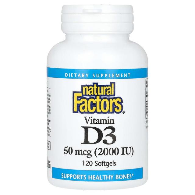 Natural Factors Prírodné faktory, Vitamín D3, 50 mcg (2 000 IU), 120 Mäkké gély on Productcaster.