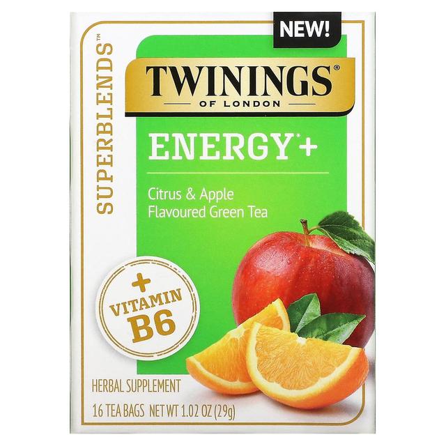 Twinings, Energy+ Green Tea, Citrus & Apple, 16 Tea Bags 1.02 oz (29 g) on Productcaster.