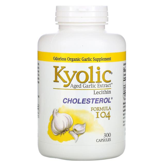 Kyolic, Aged Garlic Extract with Lecithin, Cholesterol Formula 104, 300 Capsules on Productcaster.