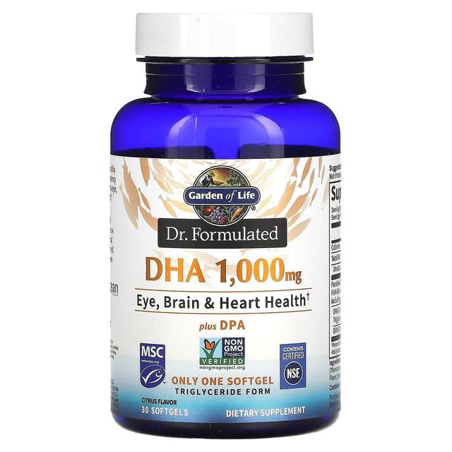 Garden of Life, Dr. Formulated DHA plus DPA, Citrus, 1,000 mg, 30 Softgels on Productcaster.