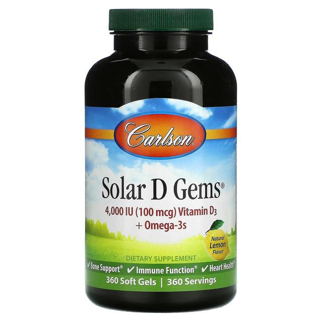 Carlson, Solar D Gems, Natural Lemon, 100 mg (4,000 IU), 360 Miękkie żele on Productcaster.