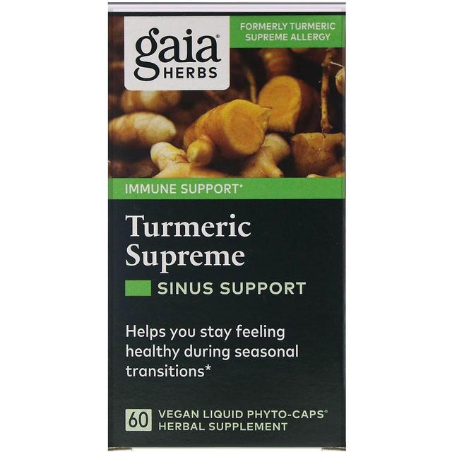 Gaia Herbs, Turmeric Supreme, Sinus Support, 60 Vegan Liquid Phyto-Caps on Productcaster.