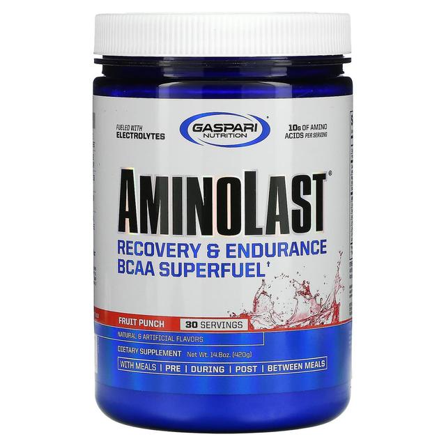 Gaspari Nutrition Gaspari Ernæring, Aminolast, Recovery & Udholdenhed BCAA Superfuel, Frugt Punch, 14,8 oz (420 g) on Productcaster.