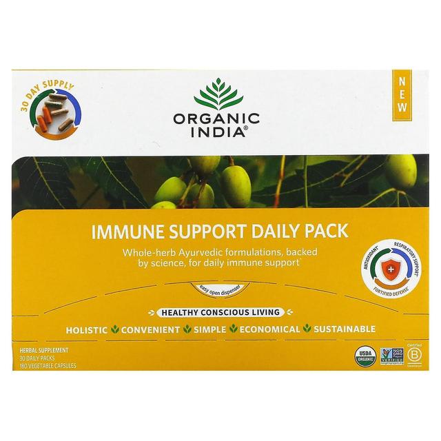 Organic India Økologisk Indien, Immunstøtte Daglig pakke, 30 daglige pakker, 180 vegetabilske kapsler on Productcaster.