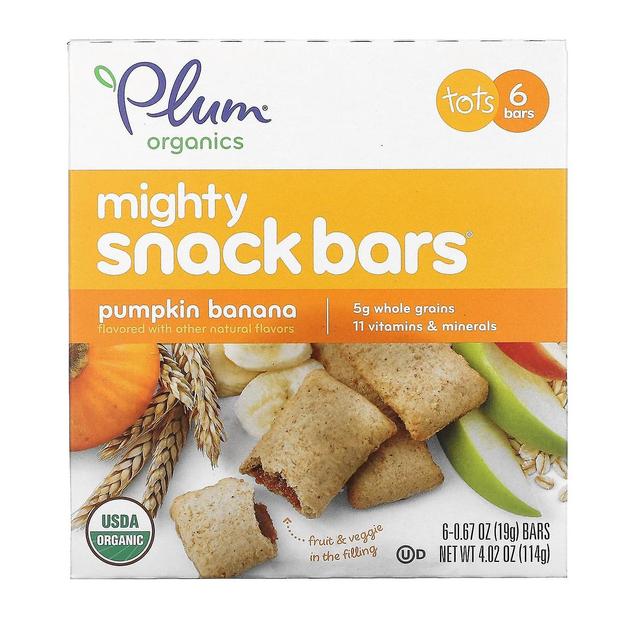 Plum Organics, Mighty Snack Bars, Tots, Pumpkin Banana, 6 Bars, 0.67 oz (19 g) Each on Productcaster.